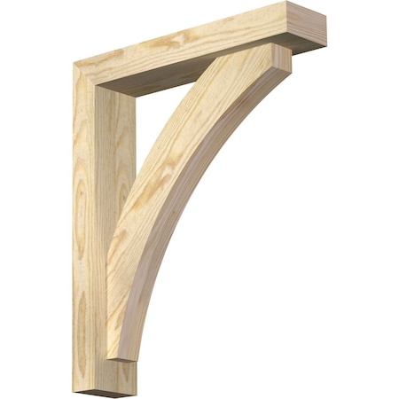 Ekena Millwork Thorton Block Rough Sawn Bracket w/ Offset Brace, Douglas Fir, 4"W x 18"D x 22"H BKT0402X18X22THR05RDF